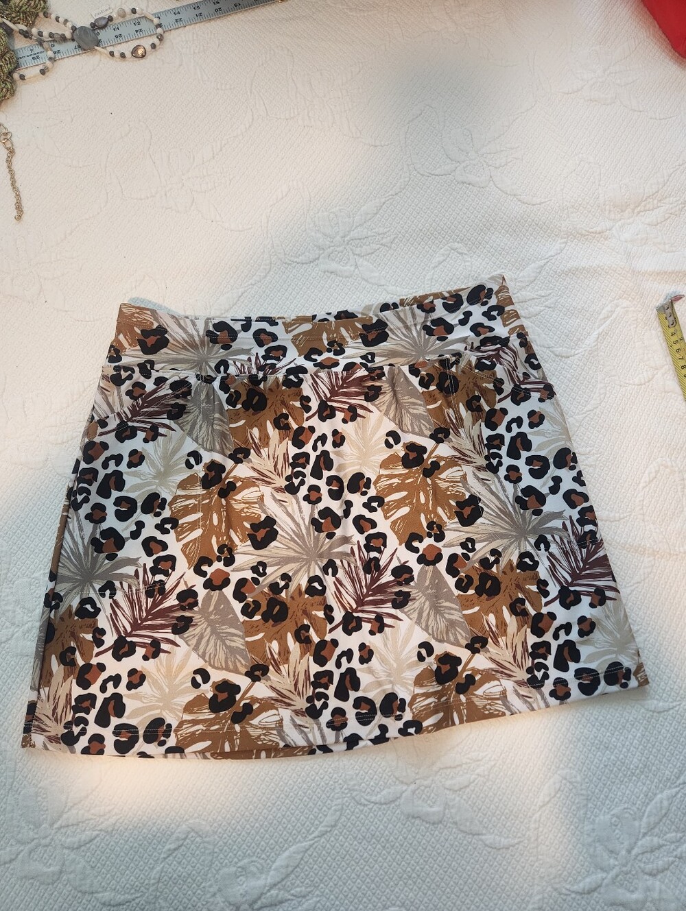 Tropical Leopard-Print Mini Skirt in Brown/White/Black